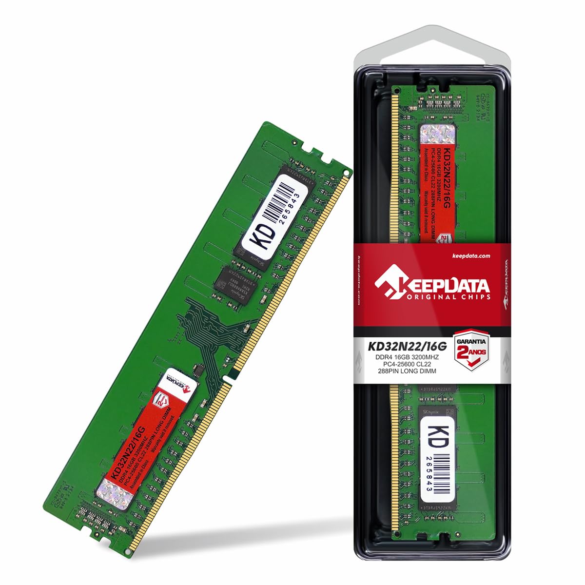 Memória Ram Para Desktop Ddr4 16gb 3200mhz Keepdata Kd32n22/16g